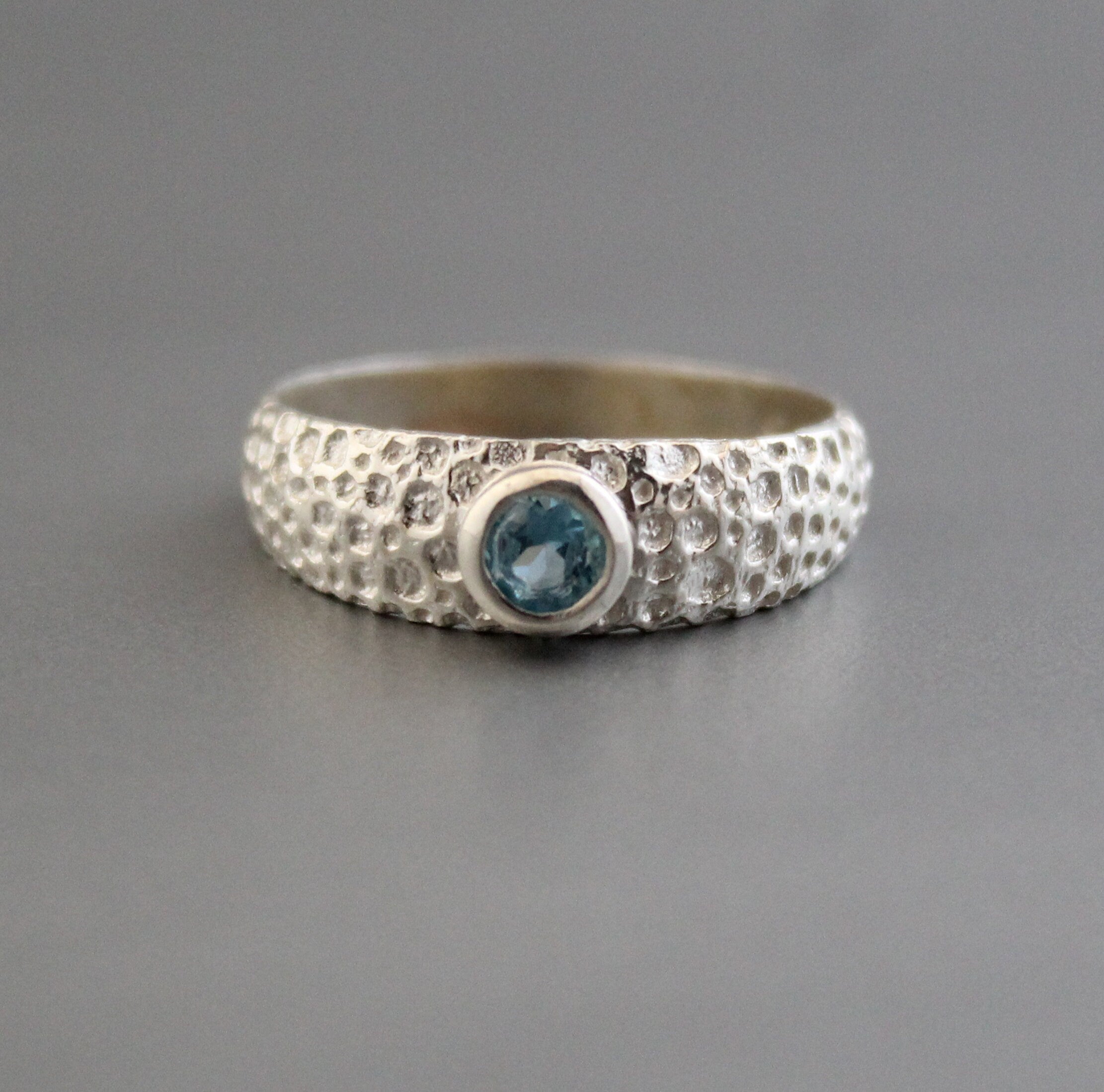 Natural Blue Topaz Ring, Dainty Silver Ring, December Birthstone Mothers Day Ring Promise Ring Birthday Gift for Her