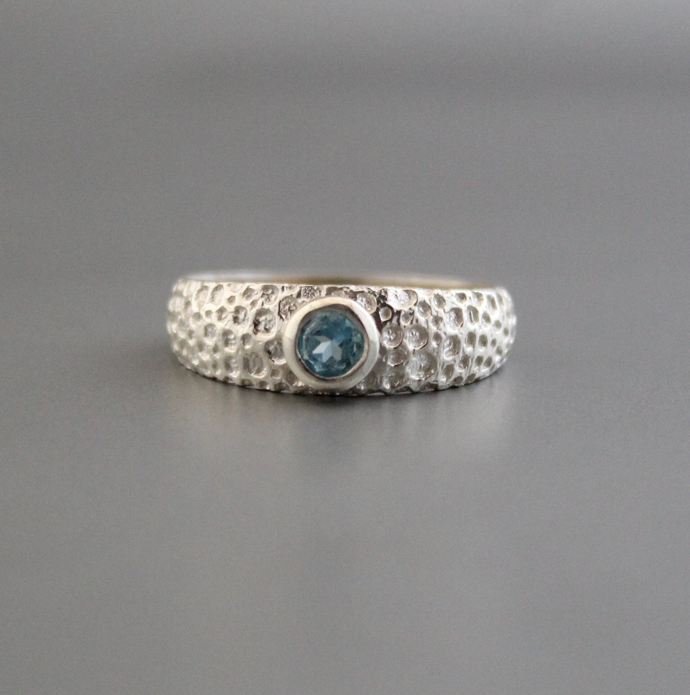 Natural Blue Topaz Ring, Dainty Silver Ring, December Birthstone Mothers Day Ring Promise Ring Birthday Gift for Her