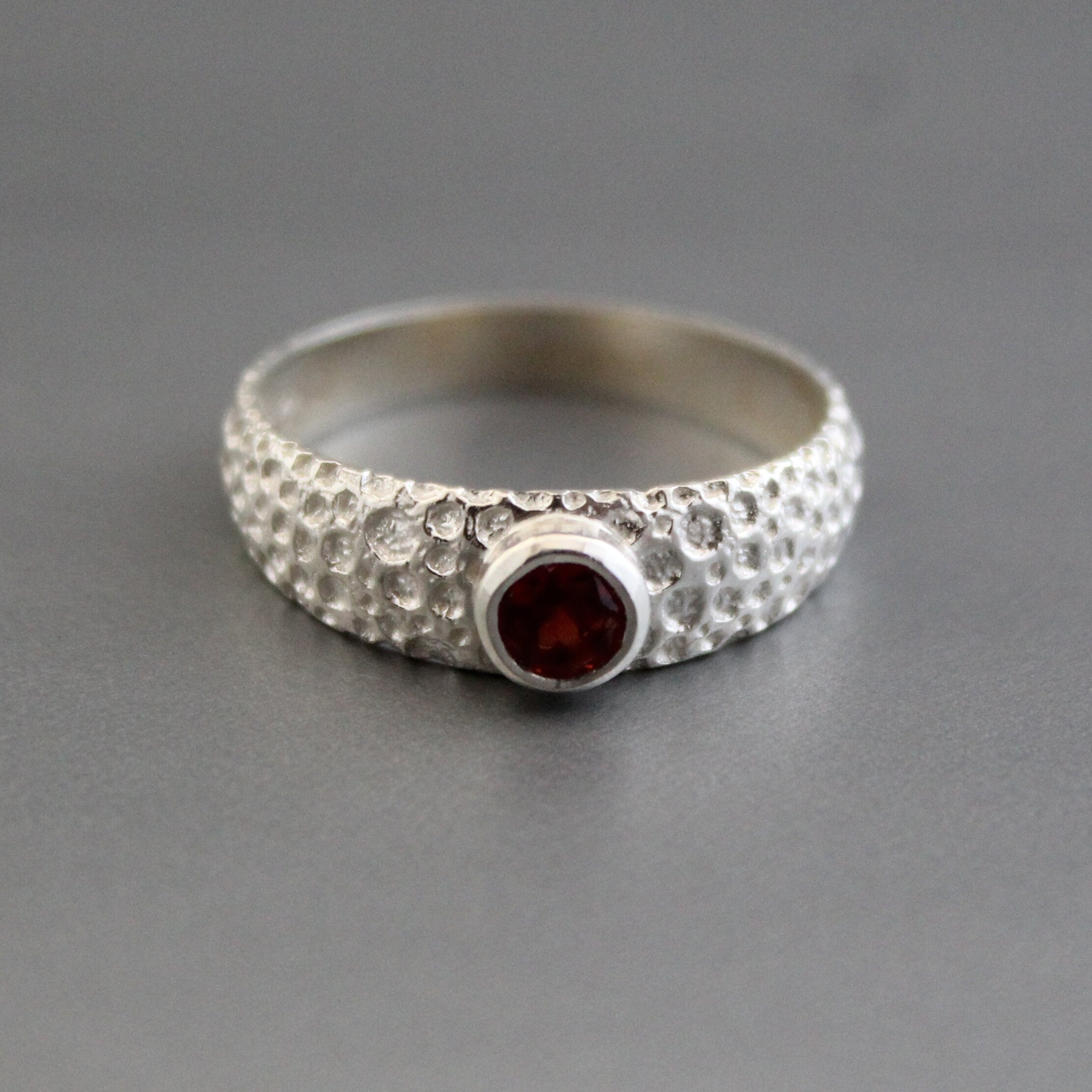 Natural Garnet Ring, January Birthstone, Gemstone Ring, 925 Sterling Silver Red Gemstone Engagement Ring, Dainty Ring