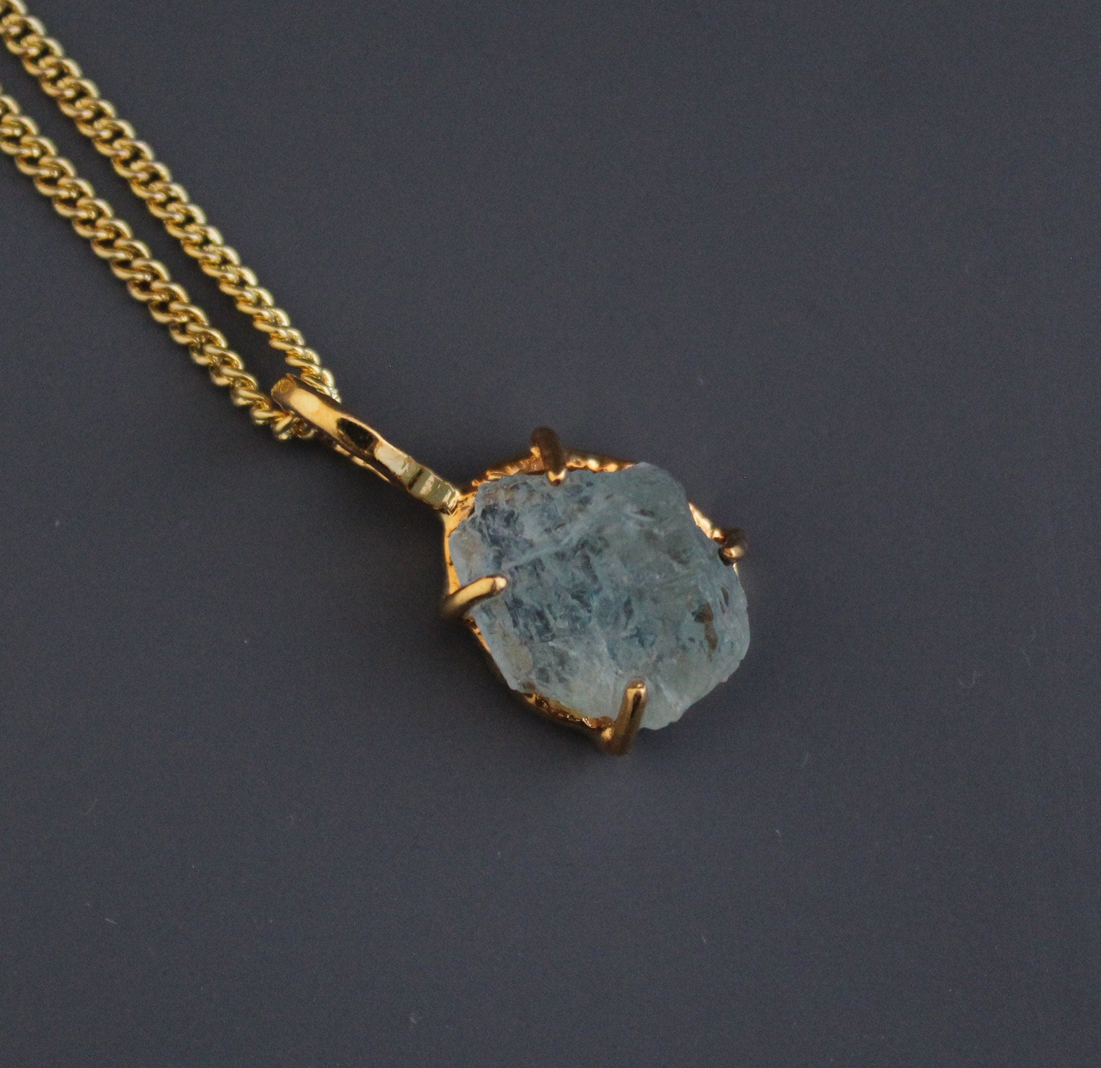 Aquamarine Necklace Sterling Silver, 18K Gold Plated Aquamarine Pendant, Sterling Raw Aquamarine Necklace, March Birthstone Necklace