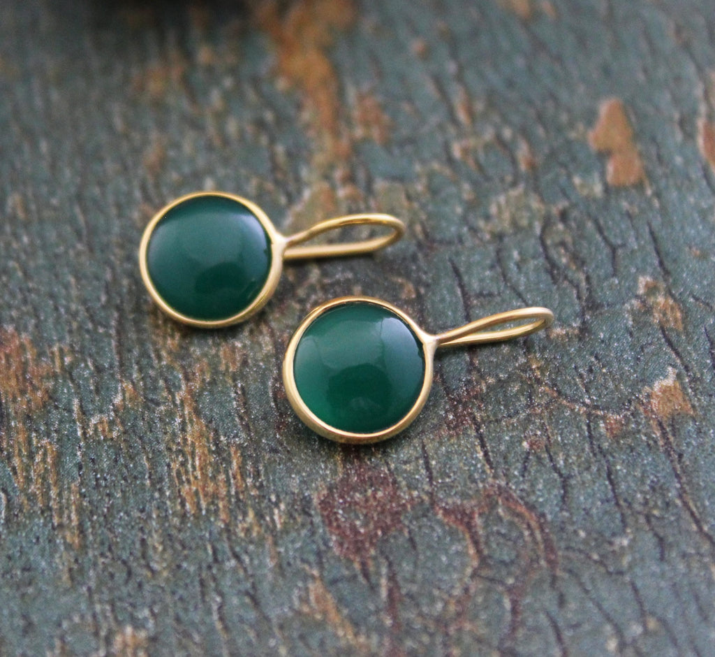 Green Onyx Earrings, Birthstone Stud Earrings, Dainty Earring, Jewelry Gift,