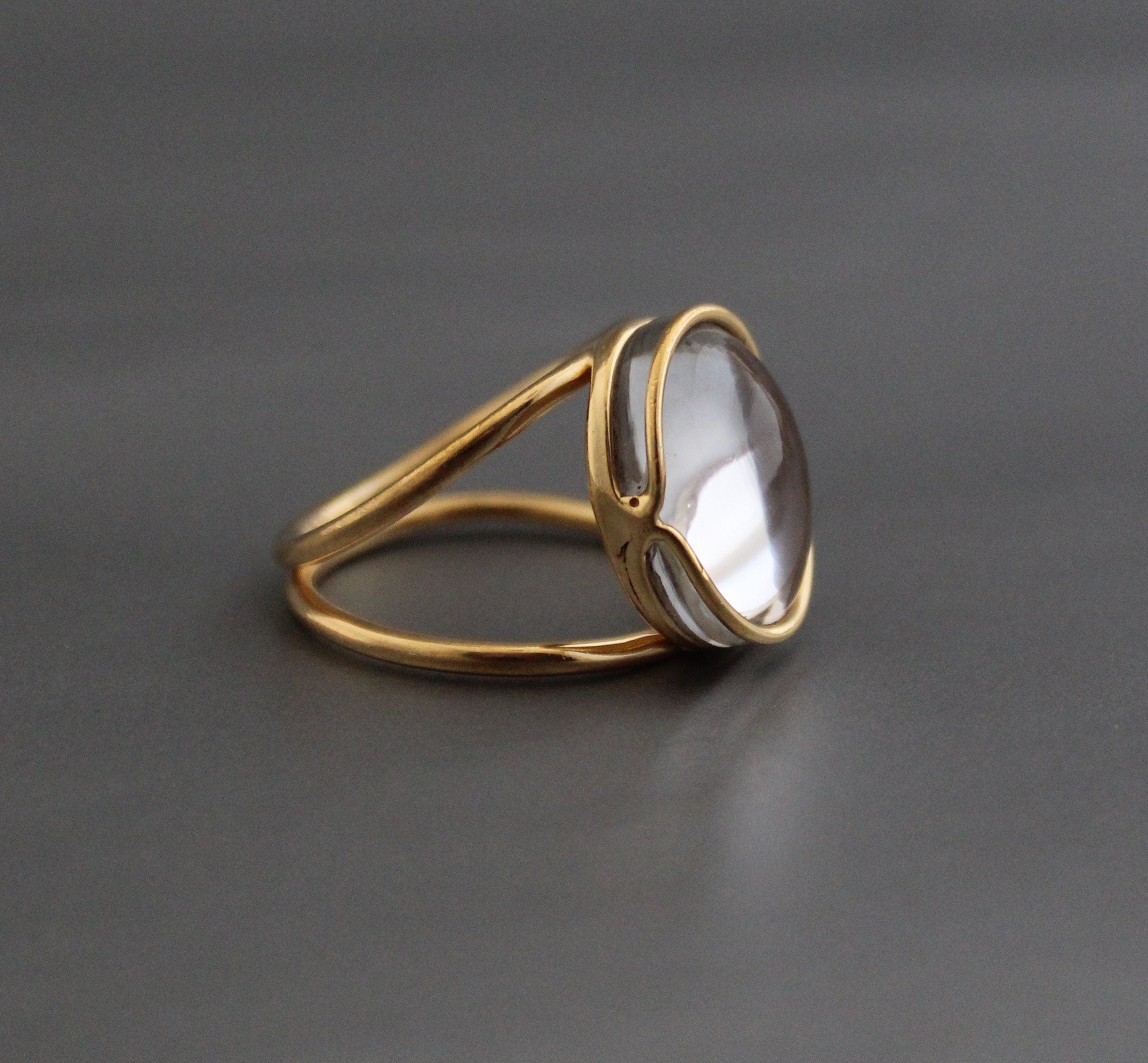 Clear Crystal Ring, 18K Gold Vermiel, Simple Delicate Ring, Modern Rings for Women, Gift for Girfriend, Handmade Jewelry, bridesmaid gift