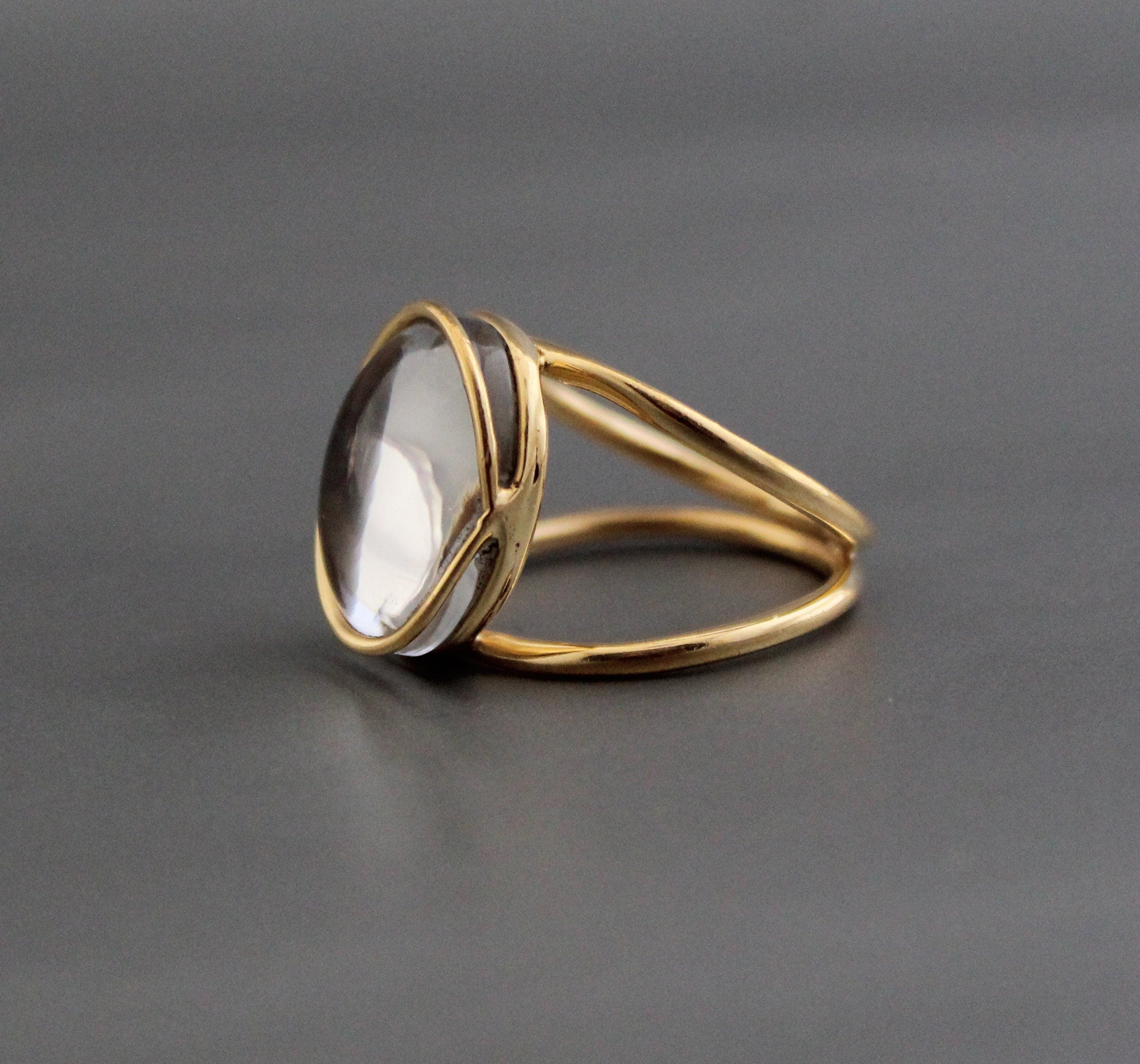 Clear Crystal Ring, 18K Gold Vermiel, Simple Delicate Ring, Modern Rings for Women, Gift for Girfriend, Handmade Jewelry, bridesmaid gift