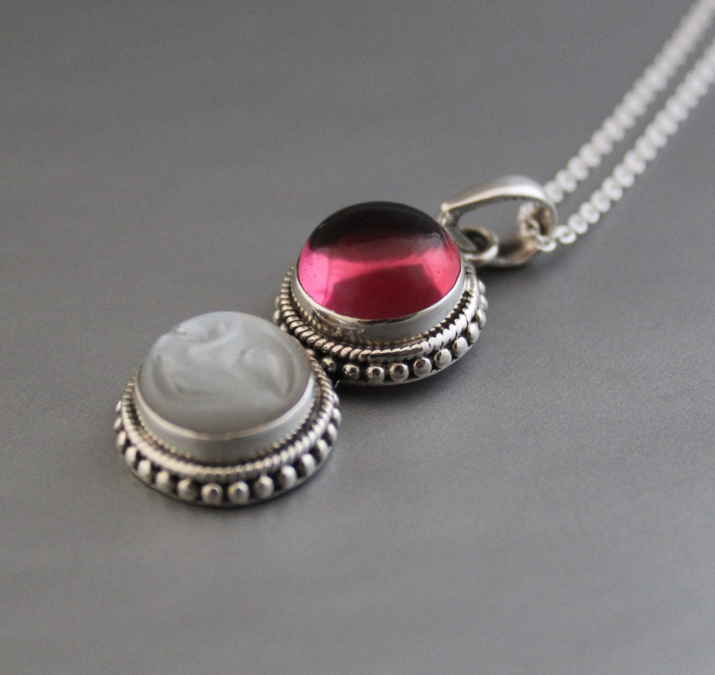 Sterling Silver Moonstone Pendant Necklace, Handmade Gemstone Jewelry, Multi Stone necklace