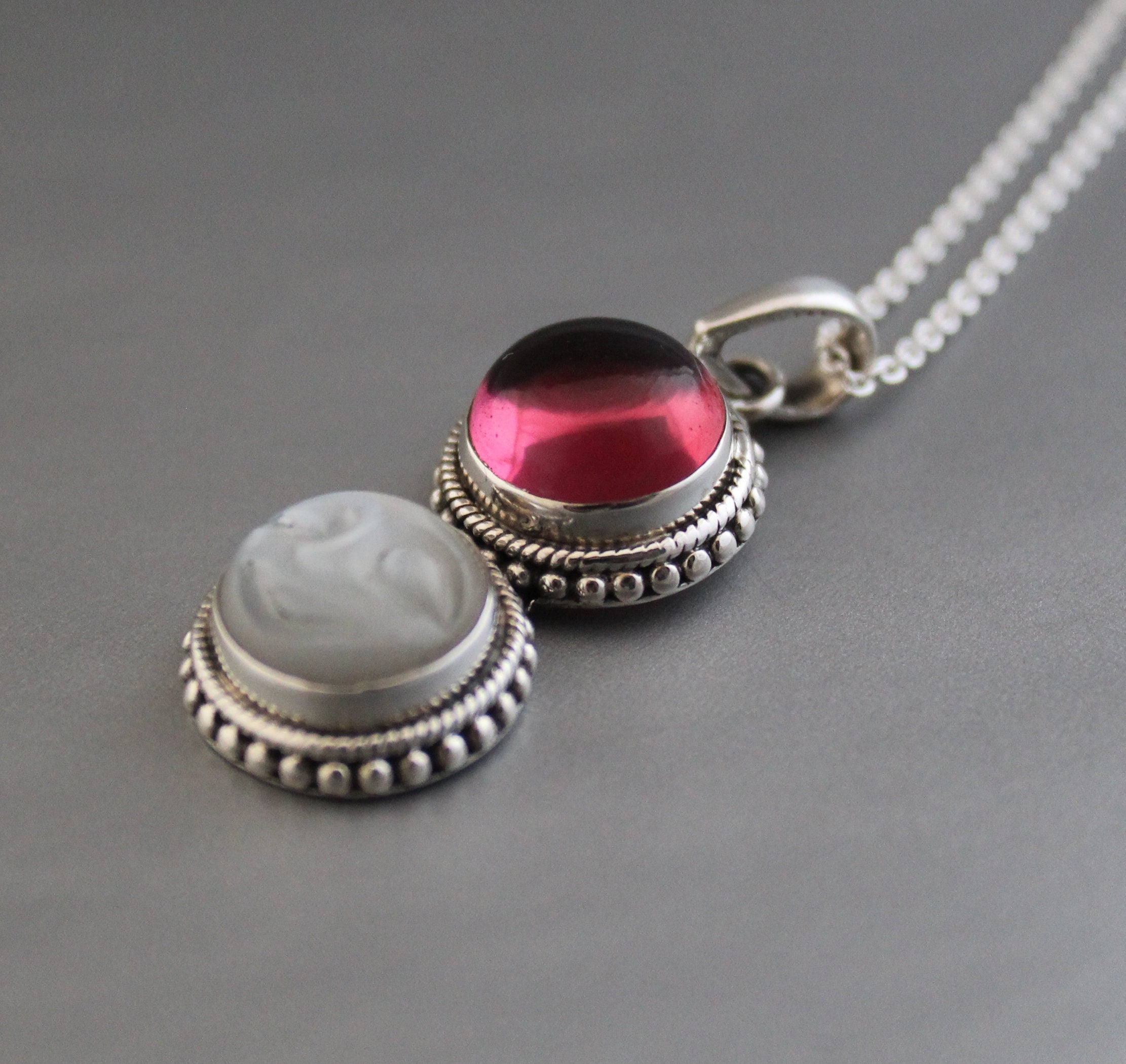 Sterling Silver Moonstone Pendant Necklace, Handmade Gemstone Jewelry, Multi Stone necklace