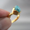 Raw Apatite Silver Ring, Teal Blue Crystal Gemstone, Custom Birthstone Ring, Mothers Birthstone Ring, Raw Gemstone Ring
