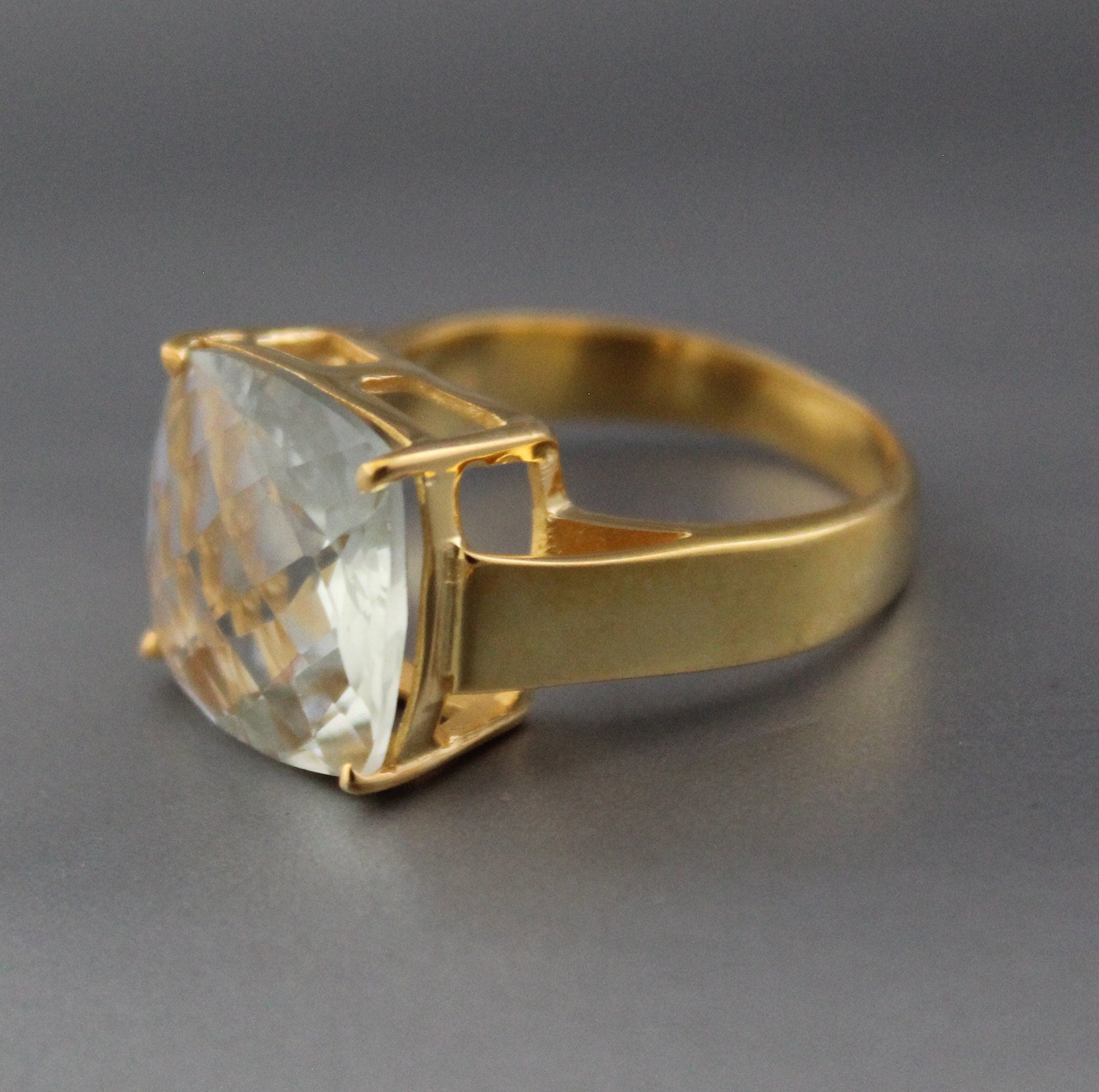 Green Amethyst Ring, Prasiolite Cushion Cut Birthstone Jewelry, 14k Gold Vermeil, Gift For Mother