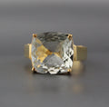 Green Amethyst Ring, Prasiolite Cushion Cut Birthstone Jewelry, 14k Gold Vermeil, Gift For Mother