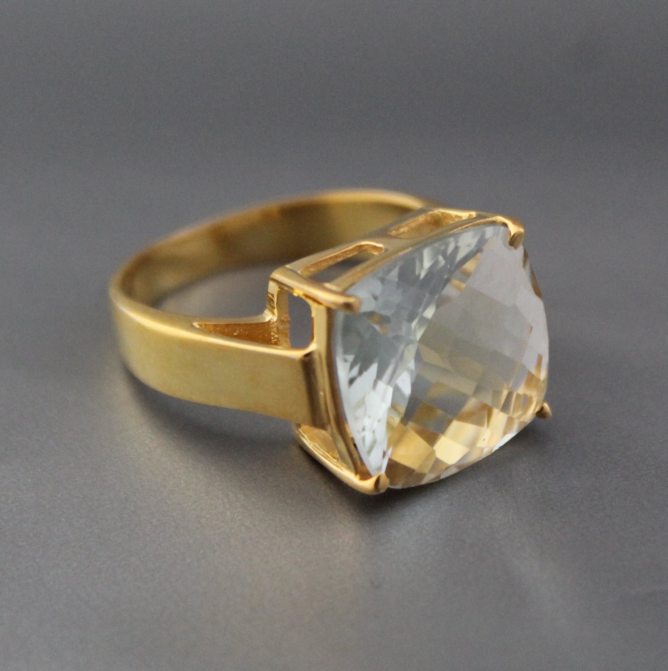Green Amethyst Ring, Prasiolite Cushion Cut Birthstone Jewelry, 14k Gold Vermeil, Gift For Mother