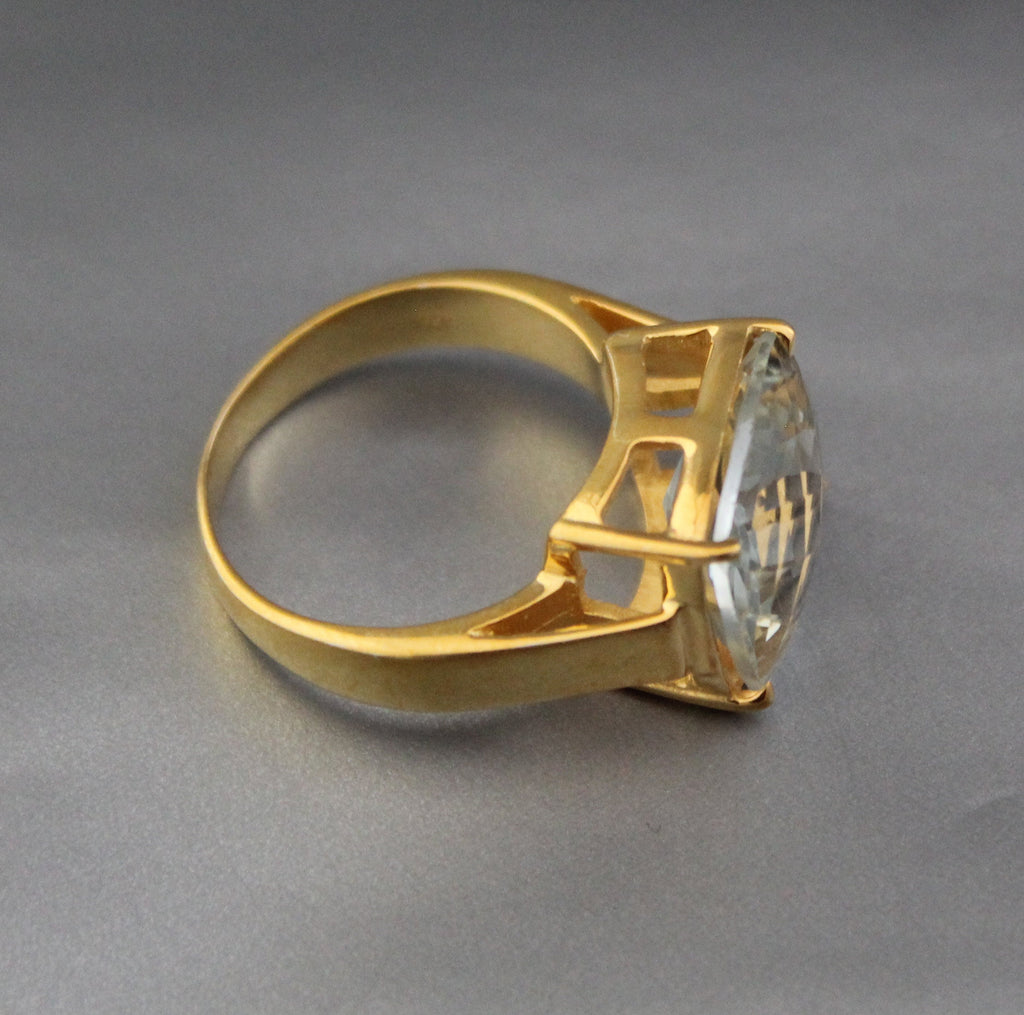 Green Amethyst Ring, Prasiolite Cushion Cut Birthstone Jewelry, 14k Gold Vermeil, Gift For Mother