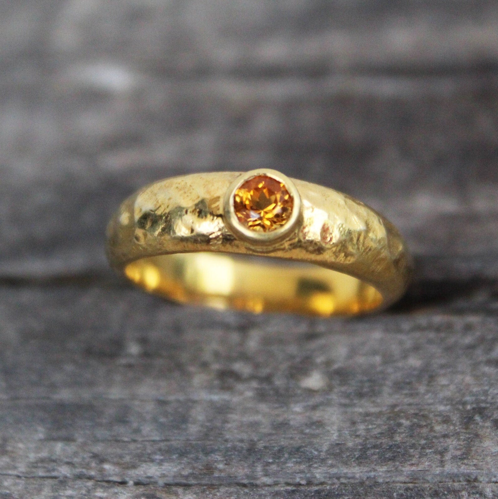 Genuine 14k Vermeil Citrine Ring, Wedding Anniversary Gift, Handmade November Birthstone Jewelry, Mothers day gift