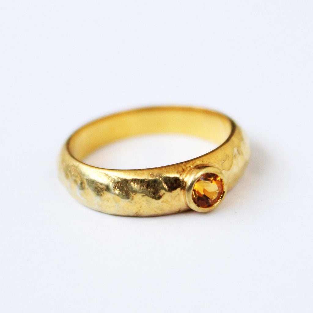 Genuine 14k Vermeil Citrine Ring, Wedding Anniversary Gift, Handmade November Birthstone Jewelry, Mothers day gift