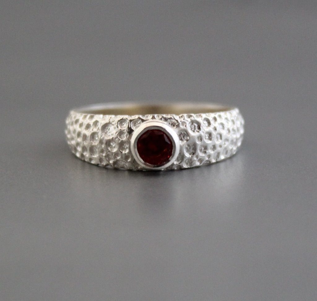 Natural Garnet Ring, January Birthstone, Gemstone Ring, 925 Sterling Silver Red Gemstone Engagement Ring, Dainty Ring