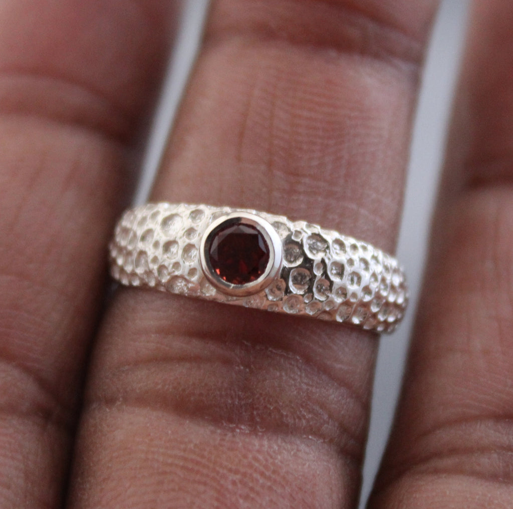 Natural Garnet Ring, January Birthstone, Gemstone Ring, 925 Sterling Silver Red Gemstone Engagement Ring, Dainty Ring