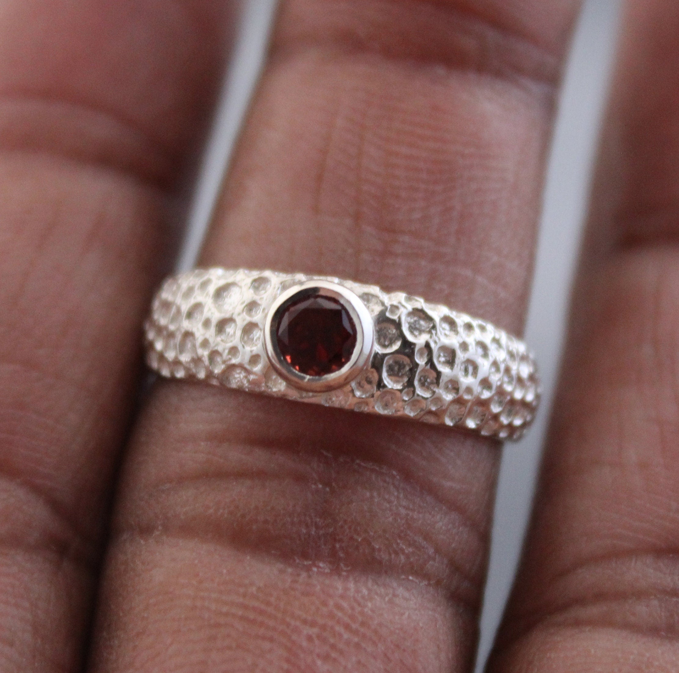 Natural Garnet Ring, January Birthstone, Gemstone Ring, 925 Sterling Silver Red Gemstone Engagement Ring, Dainty Ring