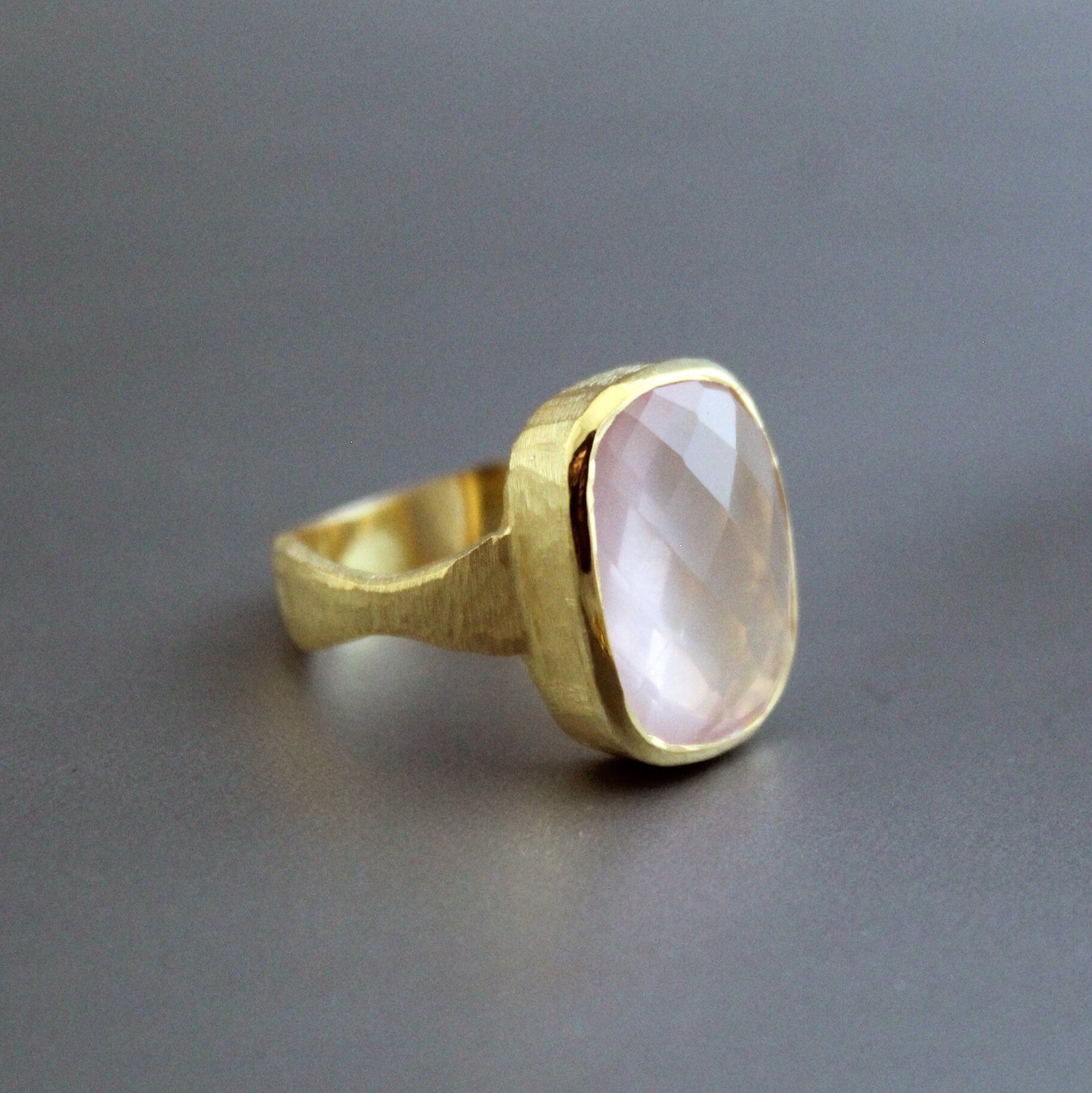 Rose Quartz Ring Gold, pink quartz ring, January Birthstone, unique ring Gift, Quartz Gemstone Ring
