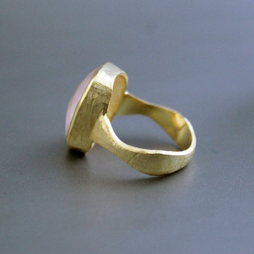 Rose Quartz Ring Gold, pink quartz ring, January Birthstone, unique ring Gift, Quartz Gemstone Ring