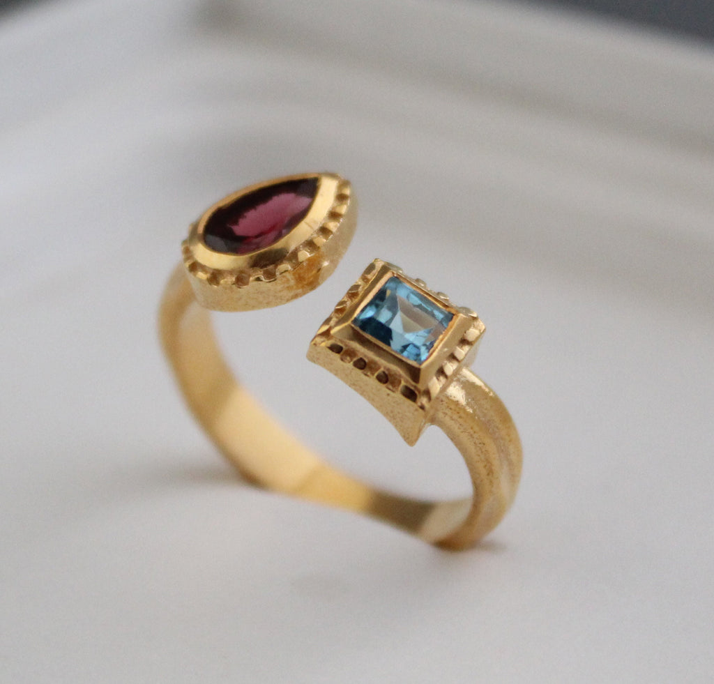 multi stone ring, Custom 2 Birthstone Ring, Personalized Family Ring for Mom, Best Friends Gift, Dainty Gold Birthstone Jewelry
