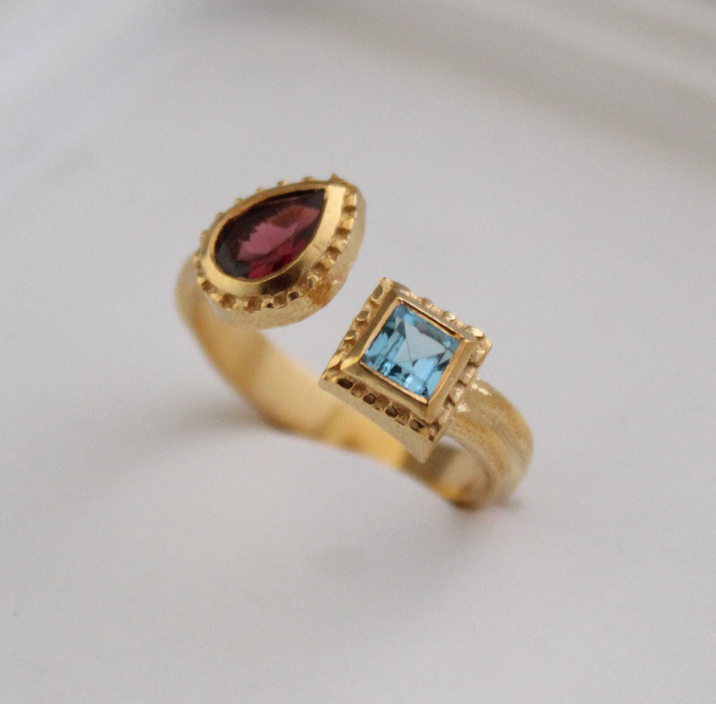 multi stone ring, Custom 2 Birthstone Ring, Personalized Family Ring for Mom, Best Friends Gift, Dainty Gold Birthstone Jewelry