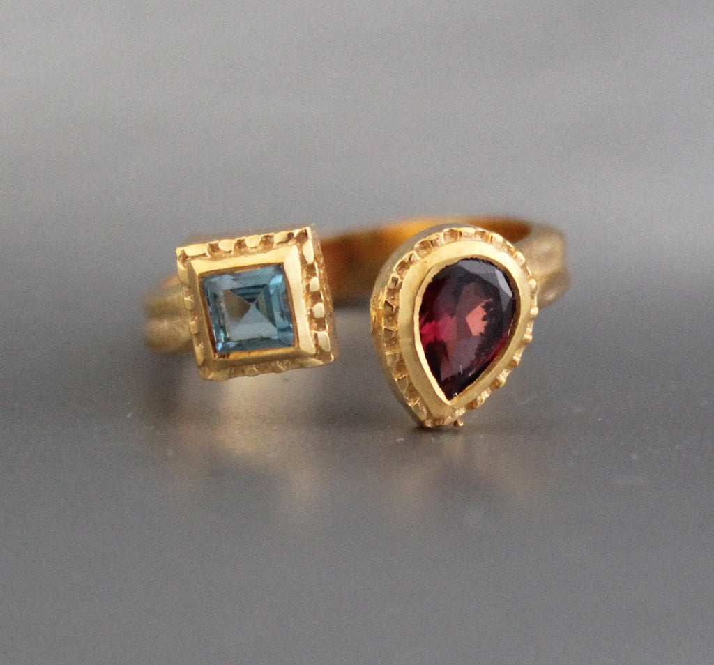 multi stone ring, Custom 2 Birthstone Ring, Personalized Family Ring for Mom, Best Friends Gift, Dainty Gold Birthstone Jewelry