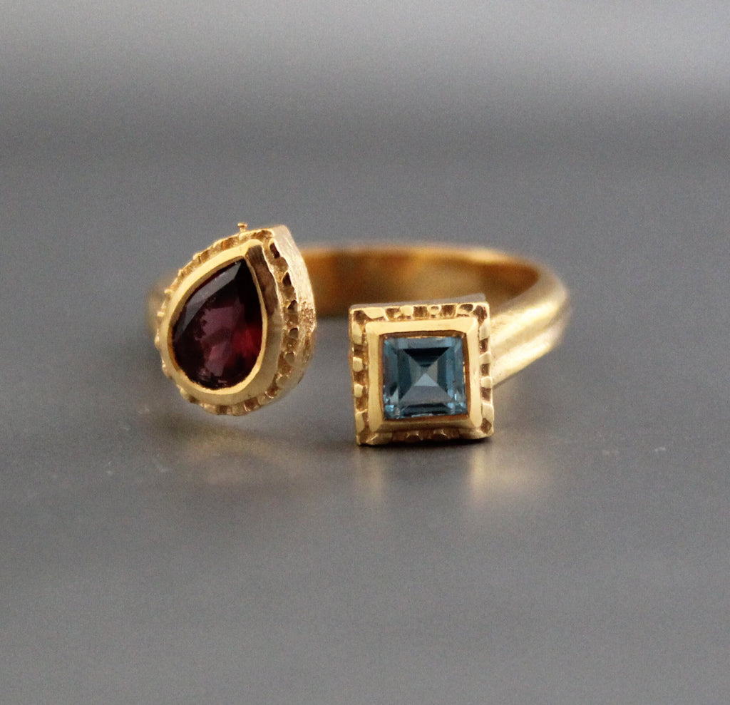 multi stone ring, Custom 2 Birthstone Ring, Personalized Family Ring for Mom, Best Friends Gift, Dainty Gold Birthstone Jewelry