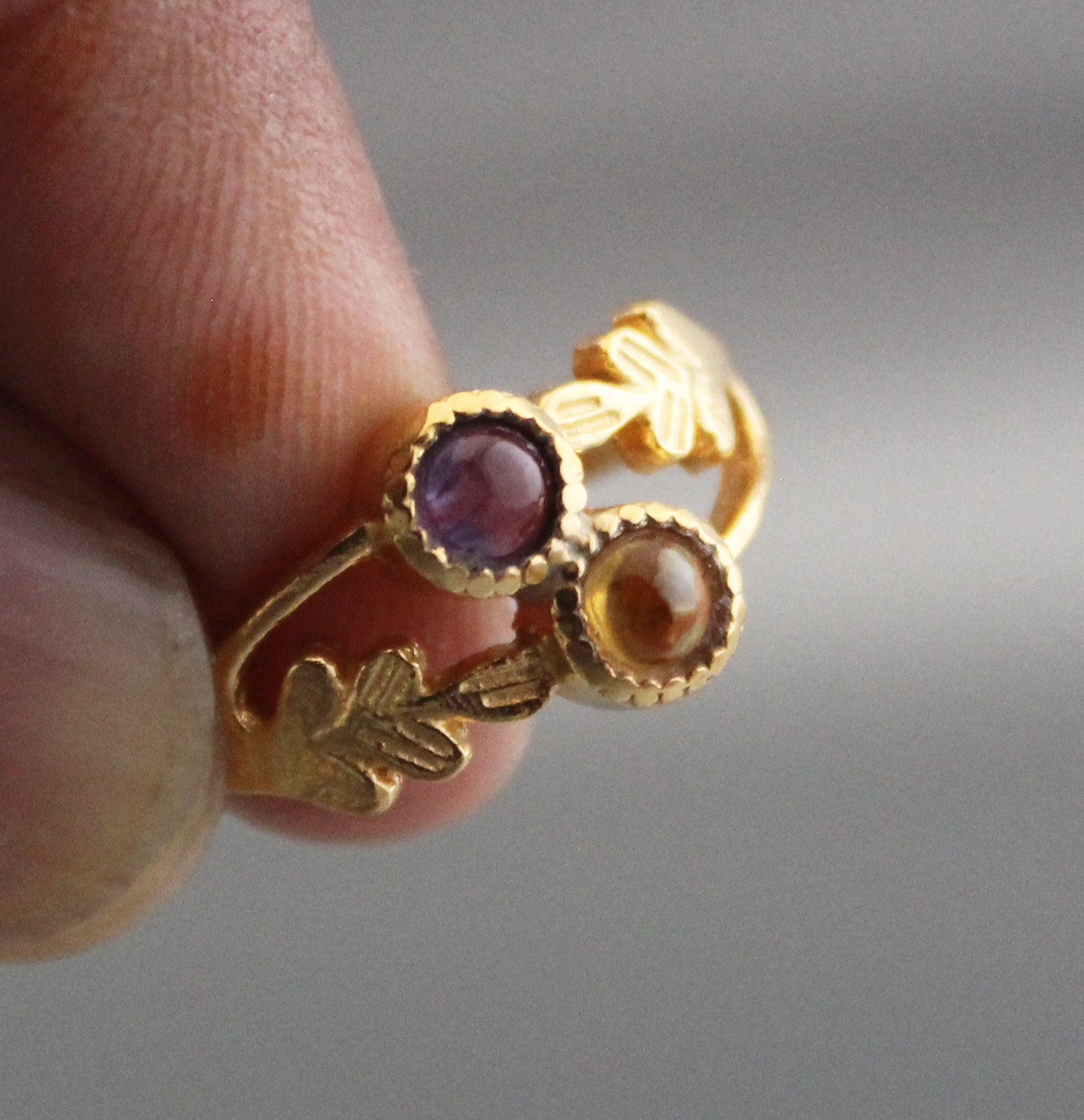 Citrine Ring, Amethyst Ring, Multi stone rings, Birthstone Ring for Mom, Mothers Day Gift, Personalized Birthstone Jewelry Gift for Her