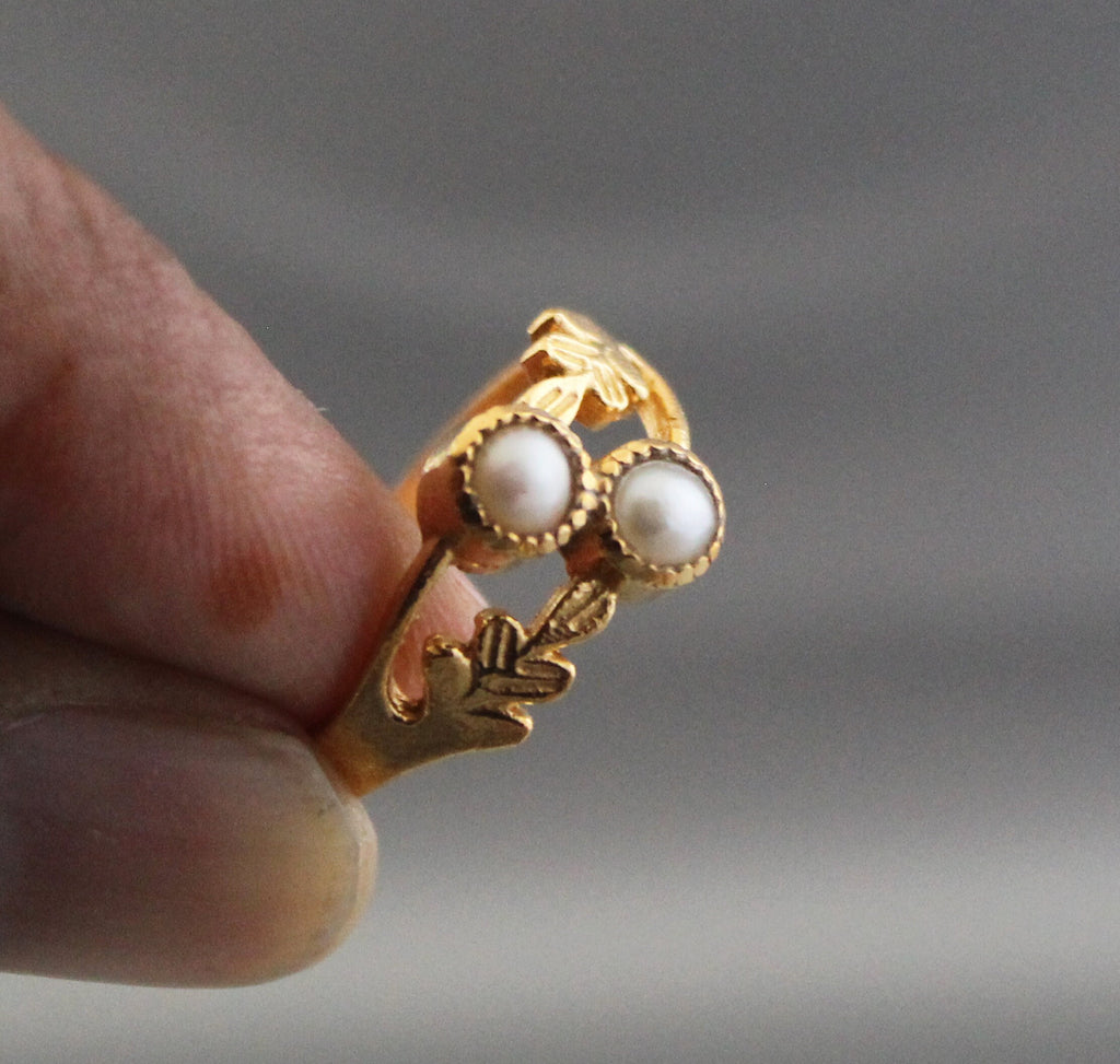 14K Gold Pearl Ring, Round Pearl Ring, Handmade Silver Ring, June Birthstone Pearl Ring, pearl ring dainty