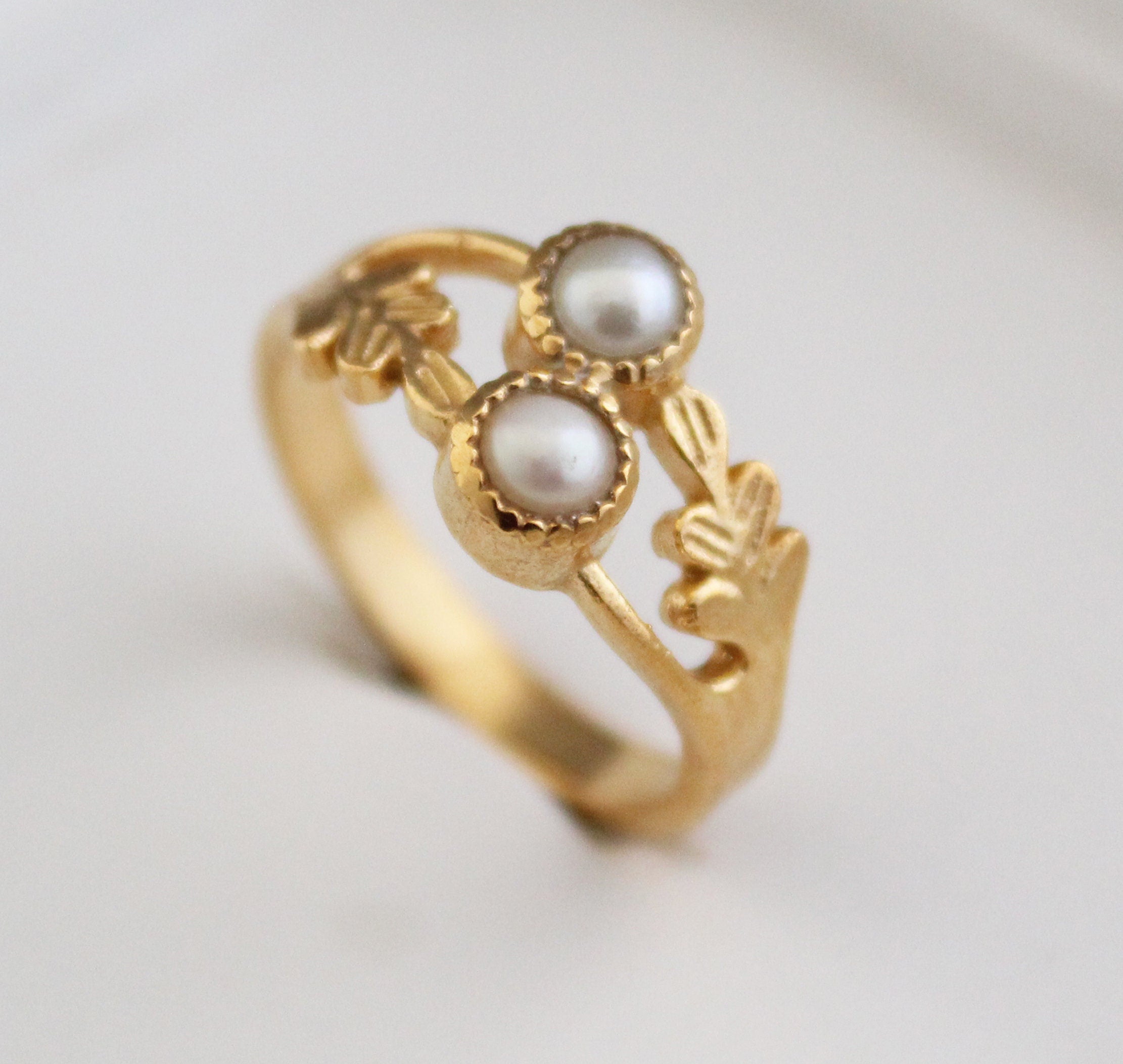 14K Gold Pearl Ring, Round Pearl Ring, Handmade Silver Ring, June Birthstone Pearl Ring, pearl ring dainty
