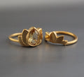 Citrine Ring Set, Pear Cut, Gold Plated, November Birthstone, Handmade Ring, Crystal ring
