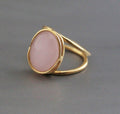 Pink Chalcedony Ring: 18k Gold Wire, Modern Designer Jewelry