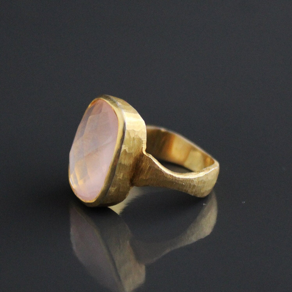 Rose Quartz Ring Gold, pink quartz ring, January Birthstone, unique ring Gift, Quartz Gemstone Ring