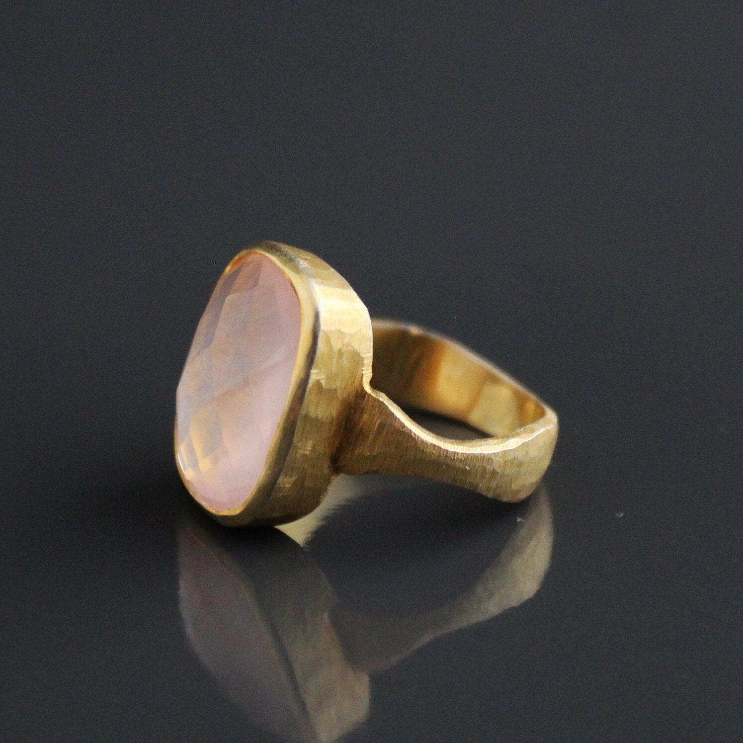 Rose Quartz Ring Gold, pink quartz ring, January Birthstone, unique ring Gift, Quartz Gemstone Ring