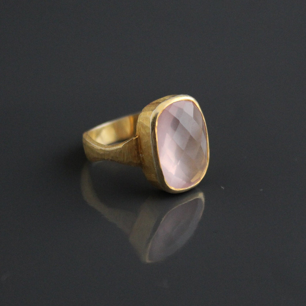 Rose Quartz Ring Gold, pink quartz ring, January Birthstone, unique ring Gift, Quartz Gemstone Ring
