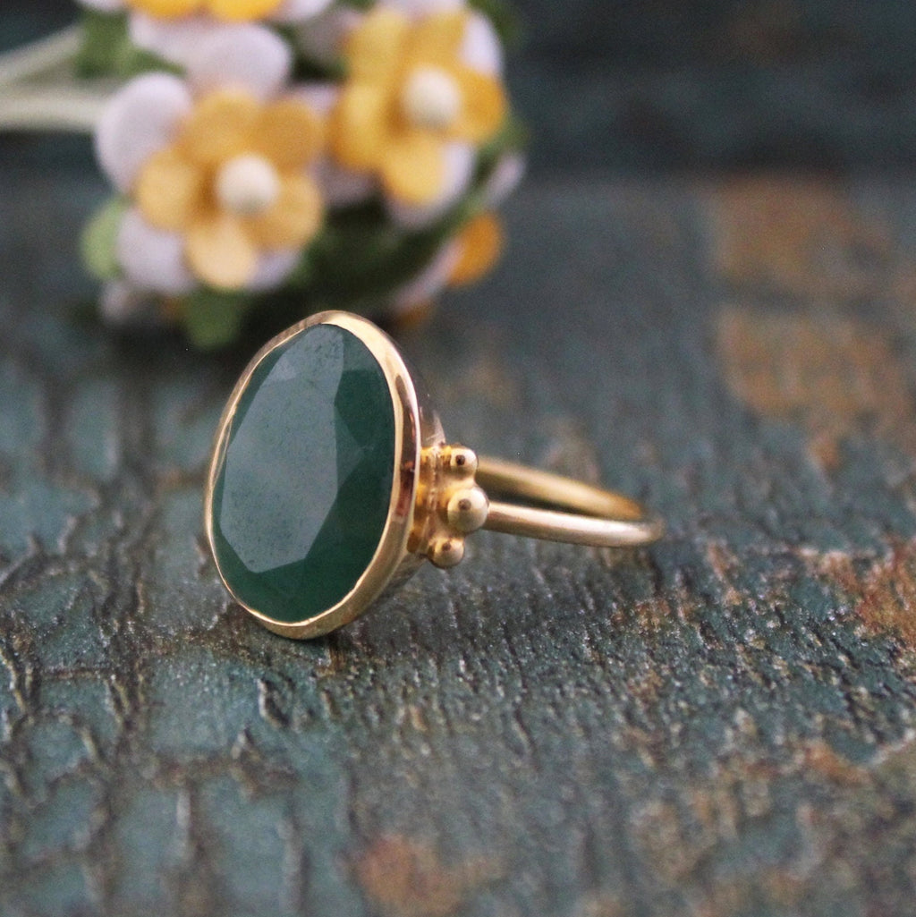 Green Onyx Statement Ring, 925 Sterling Silver Anniversary Ring, 18k Gold Plated, Jewelry, Handmade