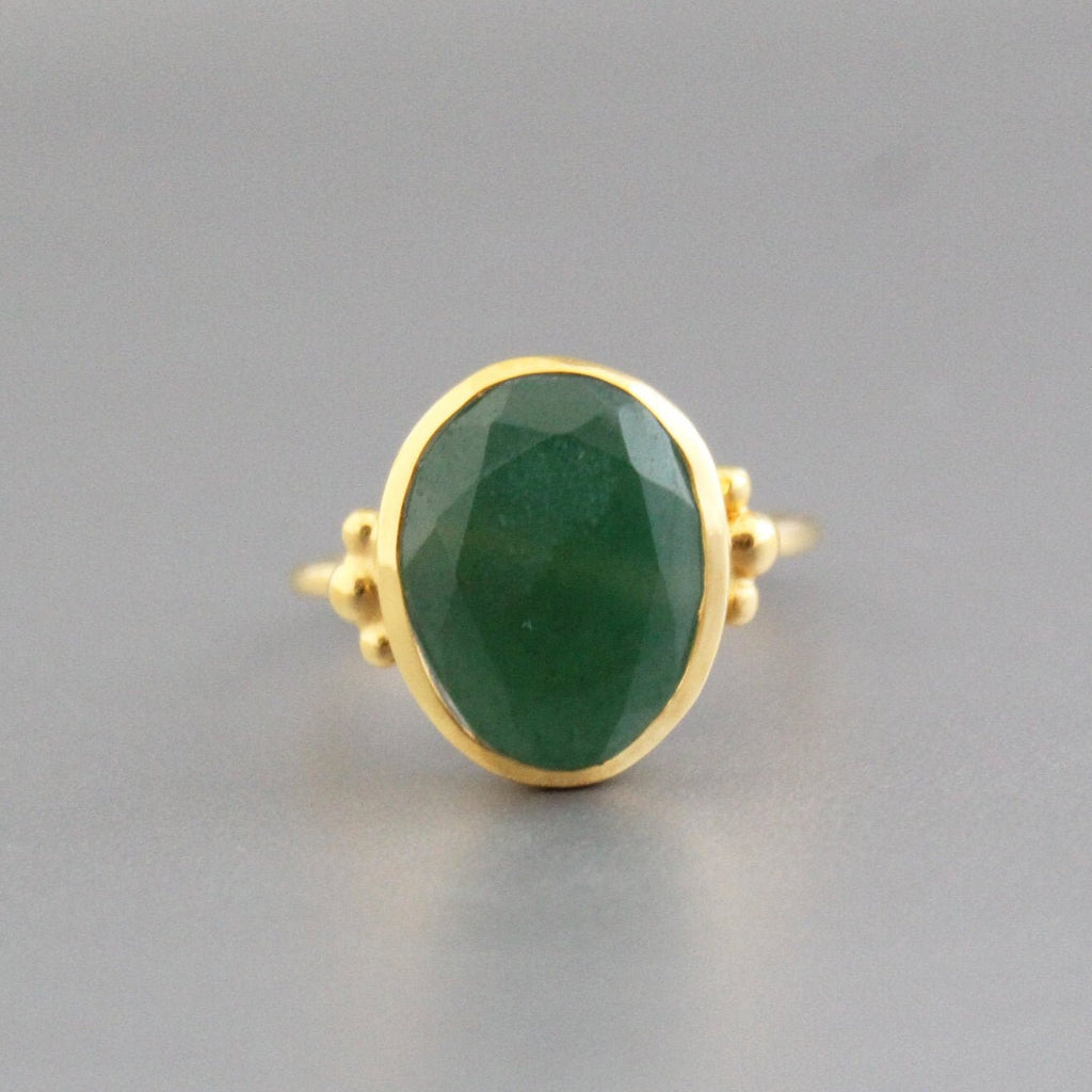 Green Onyx Statement Ring, 925 Sterling Silver Anniversary Ring, 18k Gold Plated, Jewelry, Handmade