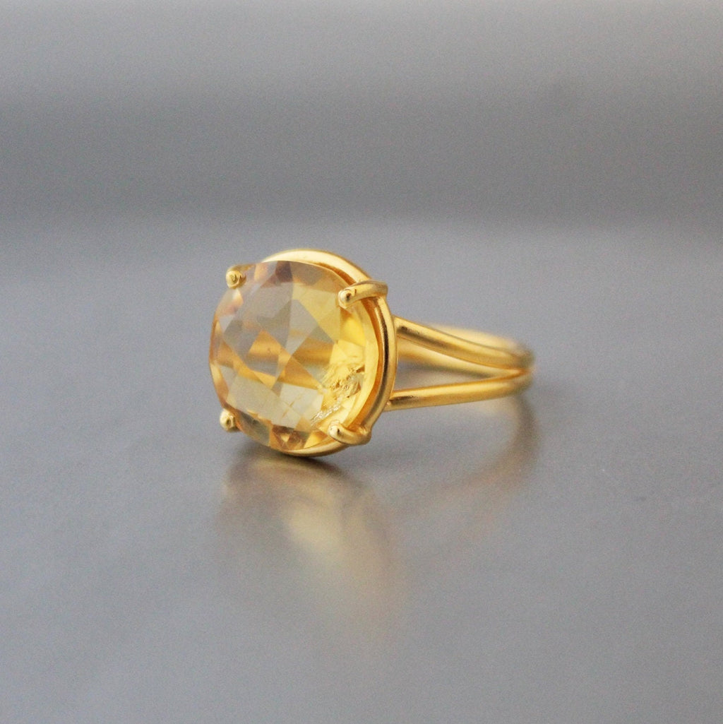 Natural Citrine Ring, Delicate Ring, 18K Gold Filled 925 Sterling Silver Ring, Handmade Ring, Wedding Jewelry,