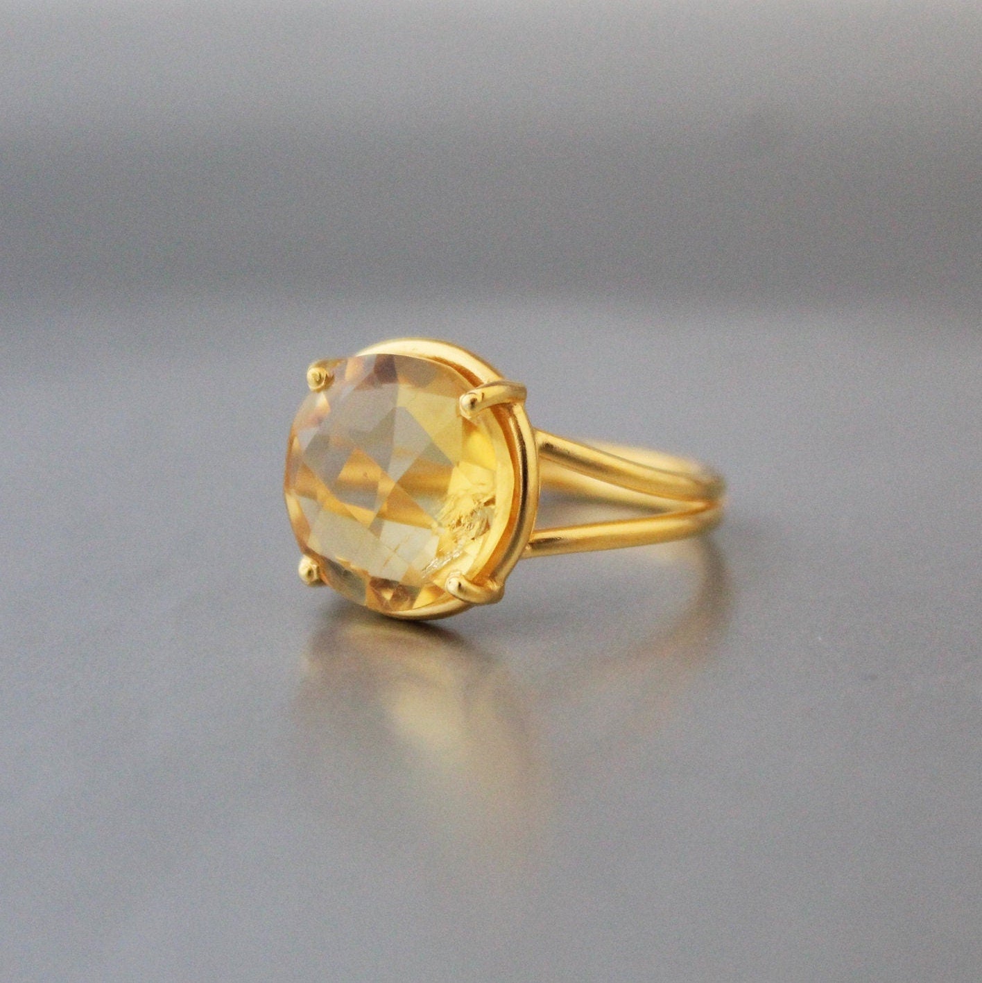 Natural Citrine Ring, Delicate Ring, 18K Gold Filled 925 Sterling Silver Ring, Handmade Ring, Wedding Jewelry,