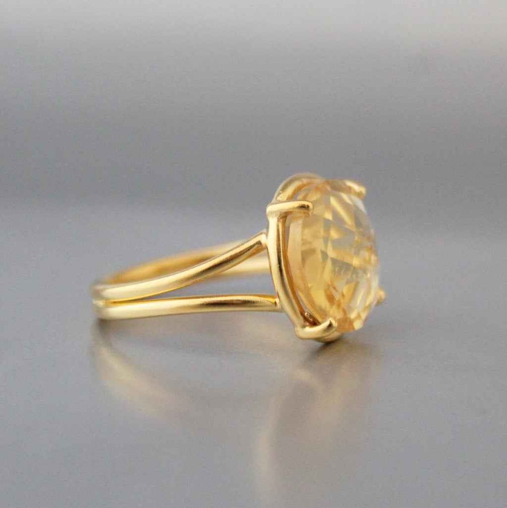 Natural Citrine Ring, Delicate Ring, 18K Gold Filled 925 Sterling Silver Ring, Handmade Ring, Wedding Jewelry,