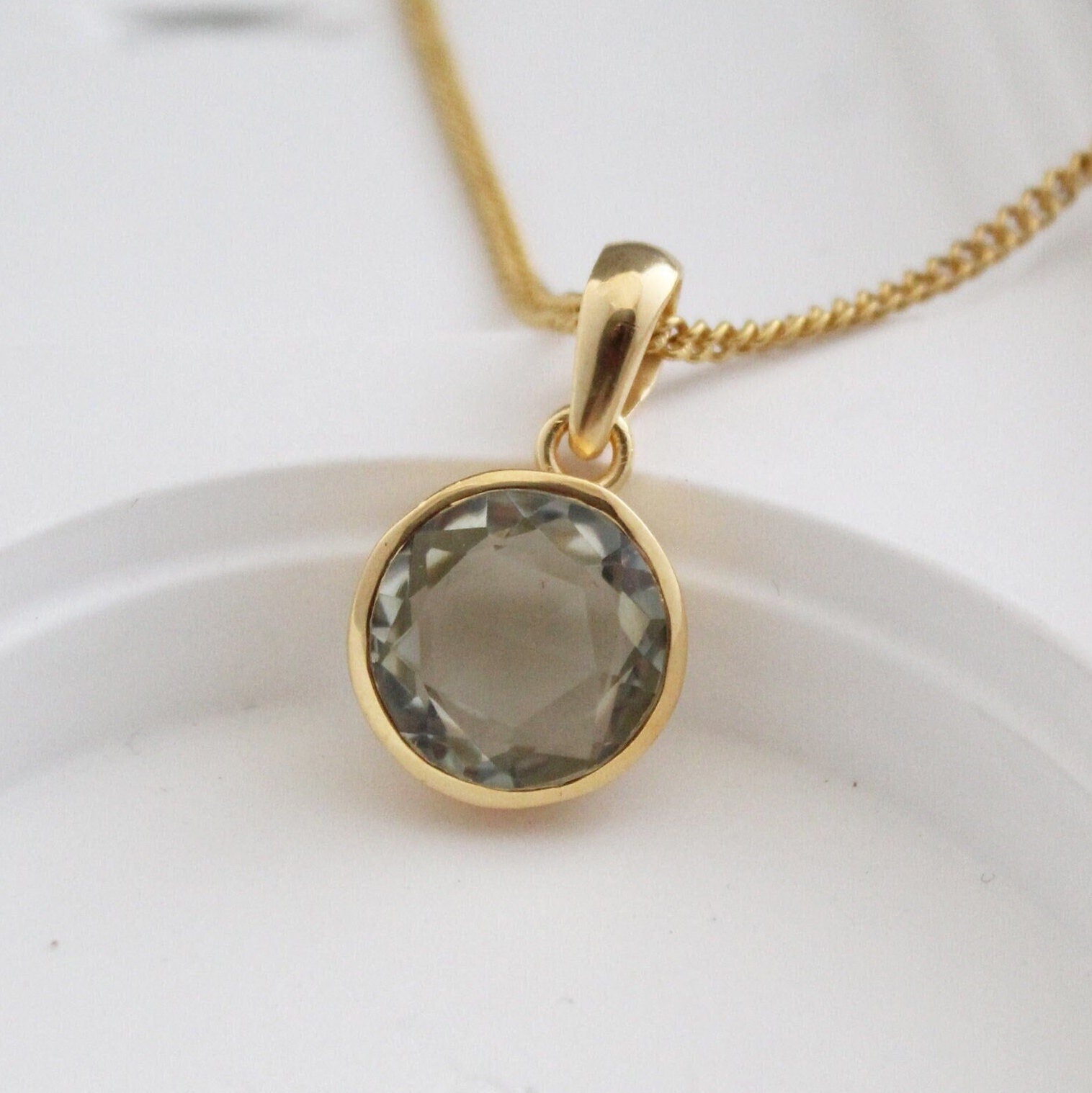 Prasiolite Pendant, Green Amethyst, 18K Gold Filled, Gemstone pendant, Birthday Gift for Her, Mothers Day Gift
