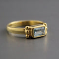 Aquamarine Ring, Baguette Sterling Silver Ring, 14K Solid Gold March Birthstone Ring, Engagement Ring