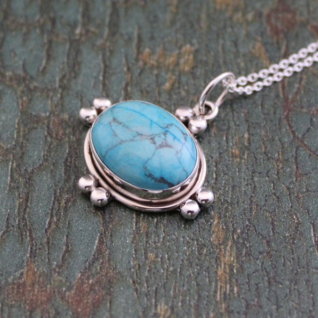 Turquoise Necklace, Crystal Pendant Necklace, Summer Jewelry, Best Friend Gift, Birthstone Pendant Necklace, Blue Necklace