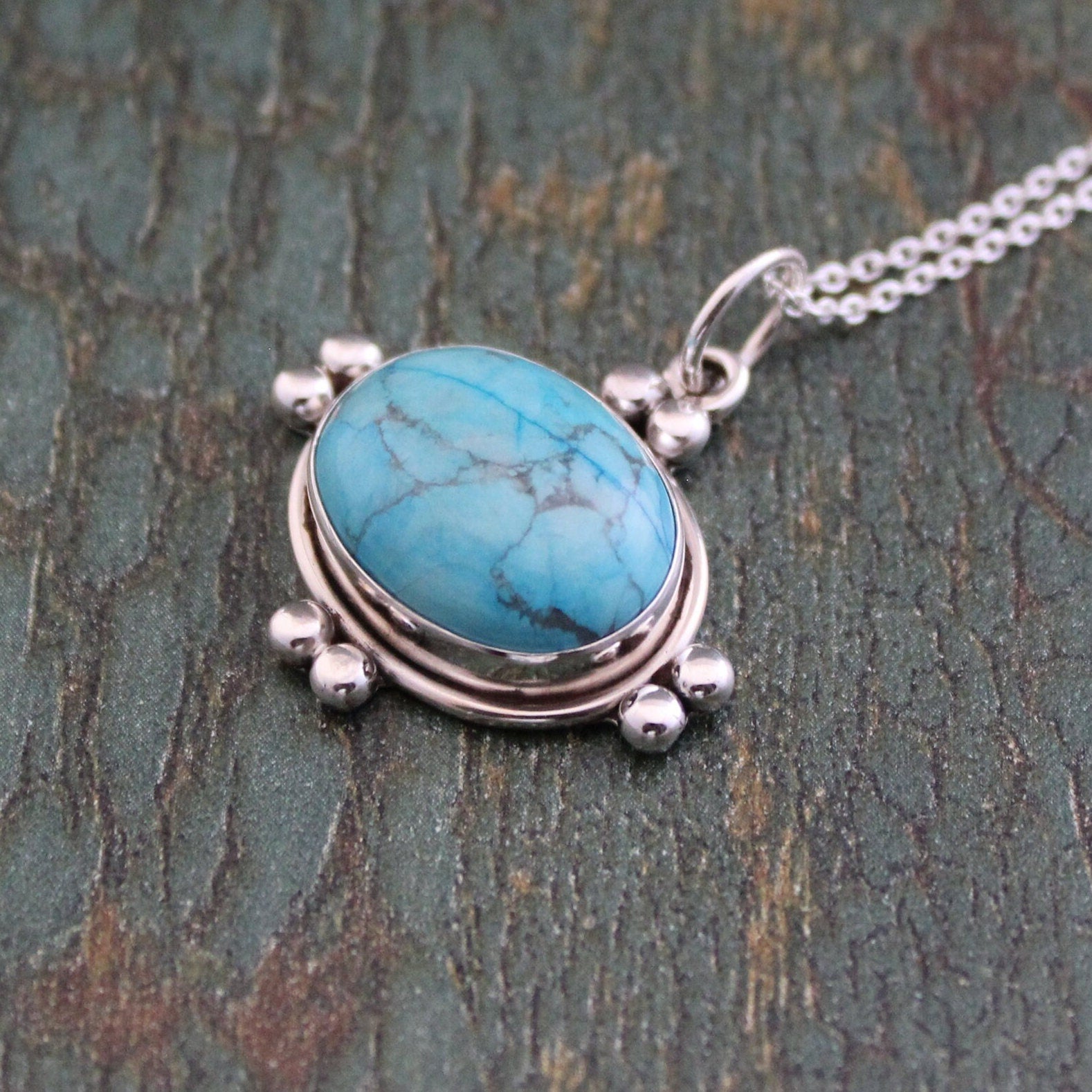Turquoise Necklace, Crystal Pendant Necklace, Summer Jewelry, Best Friend Gift, Birthstone Pendant Necklace, Blue Necklace
