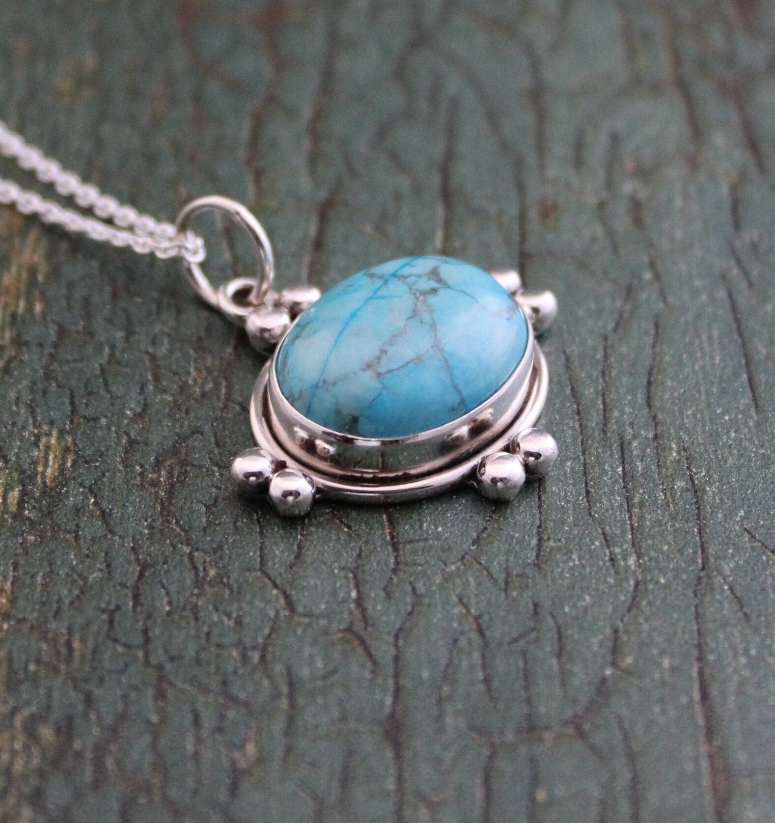 Turquoise Necklace, Crystal Pendant Necklace, Summer Jewelry, Best Friend Gift, Birthstone Pendant Necklace, Blue Necklace