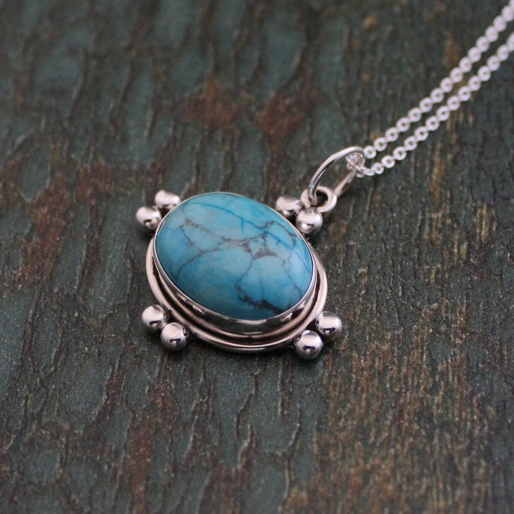 Turquoise Necklace, Crystal Pendant Necklace, Summer Jewelry, Best Friend Gift, Birthstone Pendant Necklace, Blue Necklace