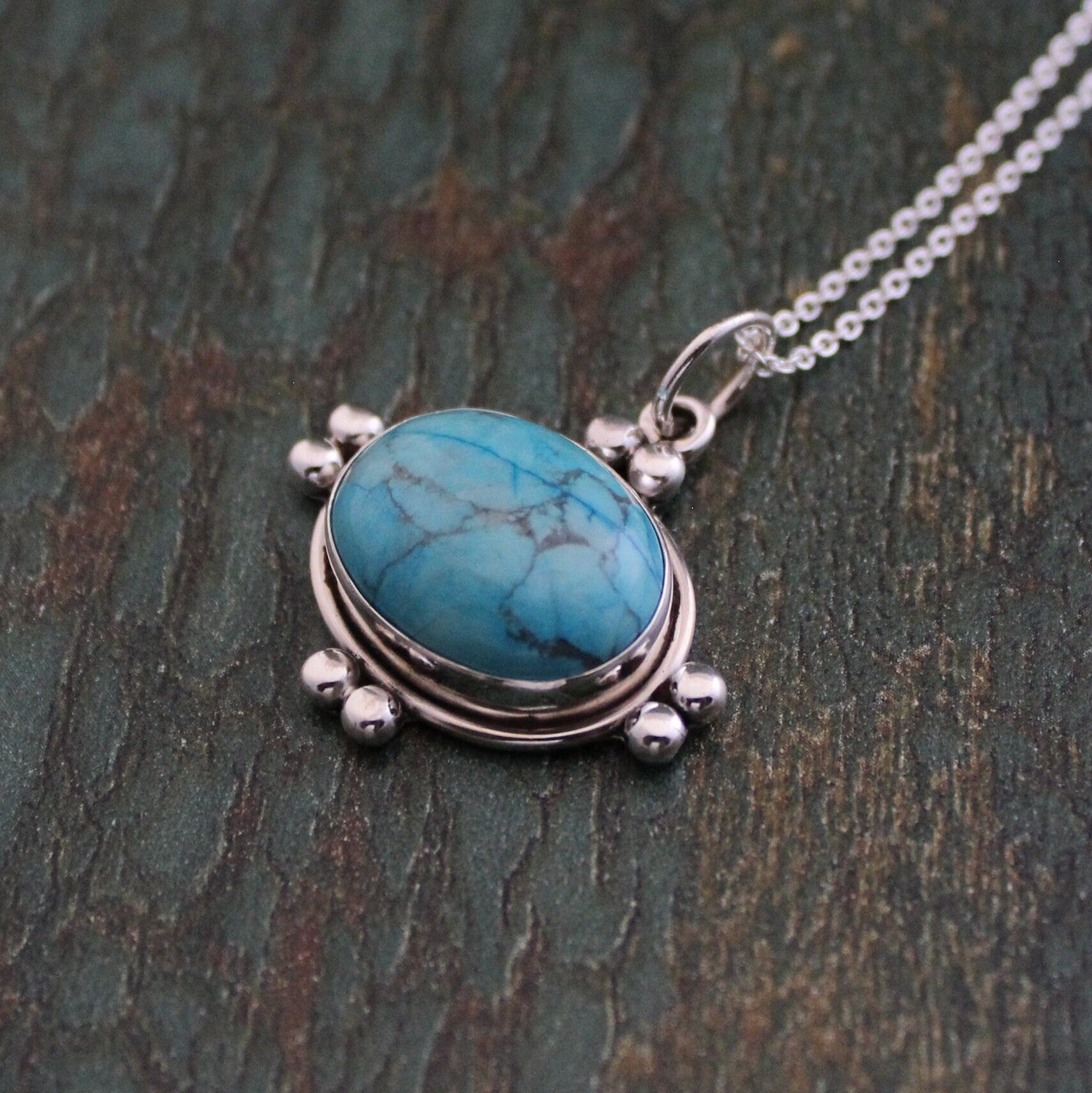 Turquoise Necklace, Crystal Pendant Necklace, Summer Jewelry, Best Friend Gift, Birthstone Pendant Necklace, Blue Necklace
