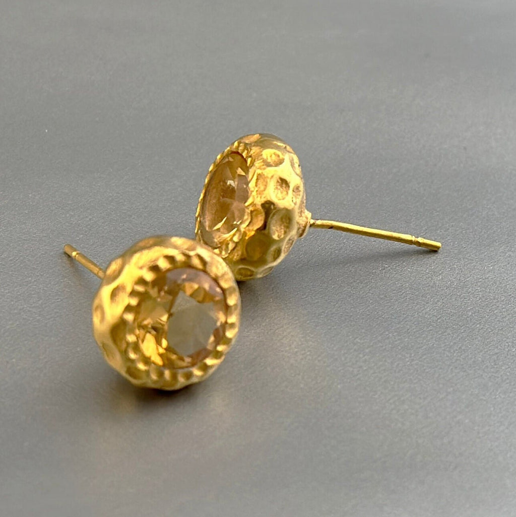 Citrine Stud Earrings, Sterling Silver November Birthstone, Gemstone Stud Earrings , Birthday Gift for Her
