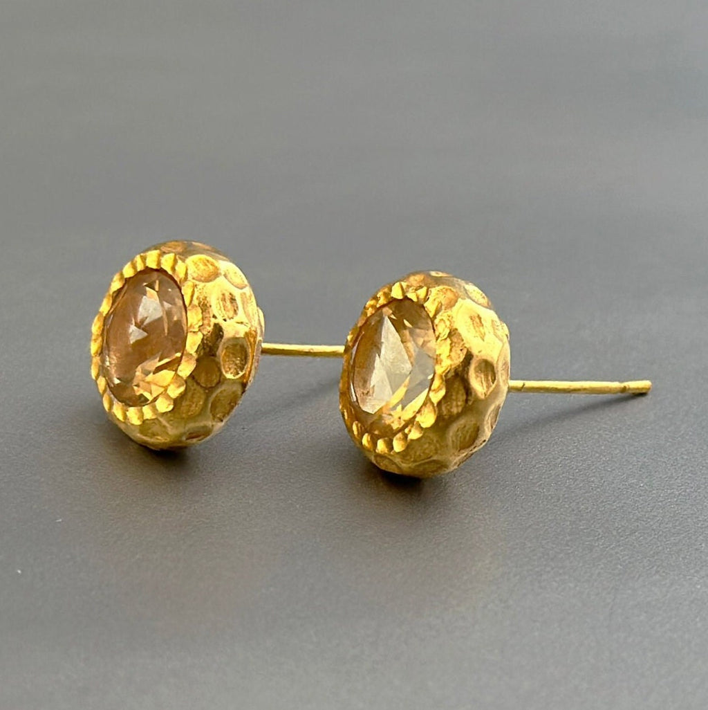Citrine Stud Earrings, Sterling Silver November Birthstone, Gemstone Stud Earrings , Birthday Gift for Her