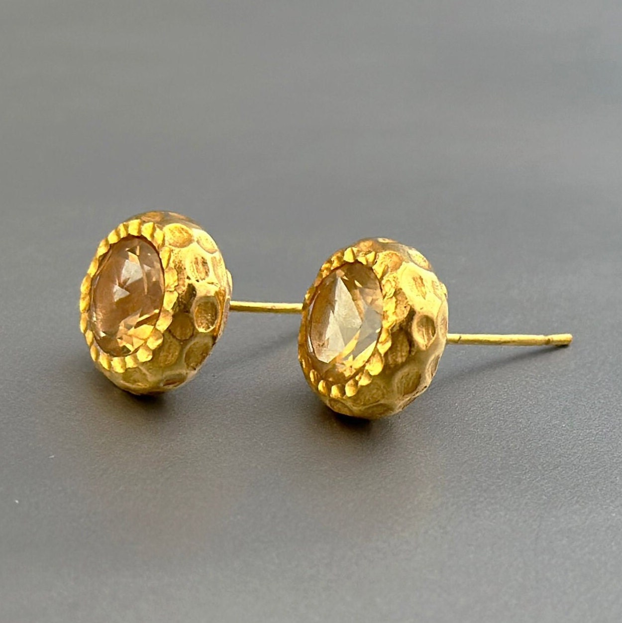 Citrine Stud Earrings, Sterling Silver November Birthstone, Gemstone Stud Earrings , Birthday Gift for Her