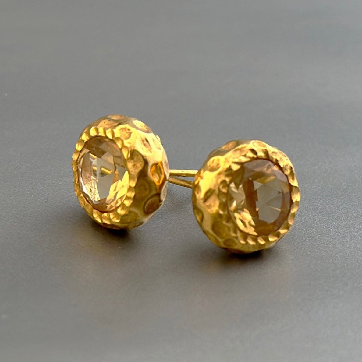 Citrine Stud Earrings, Sterling Silver November Birthstone, Gemstone Stud Earrings , Birthday Gift for Her