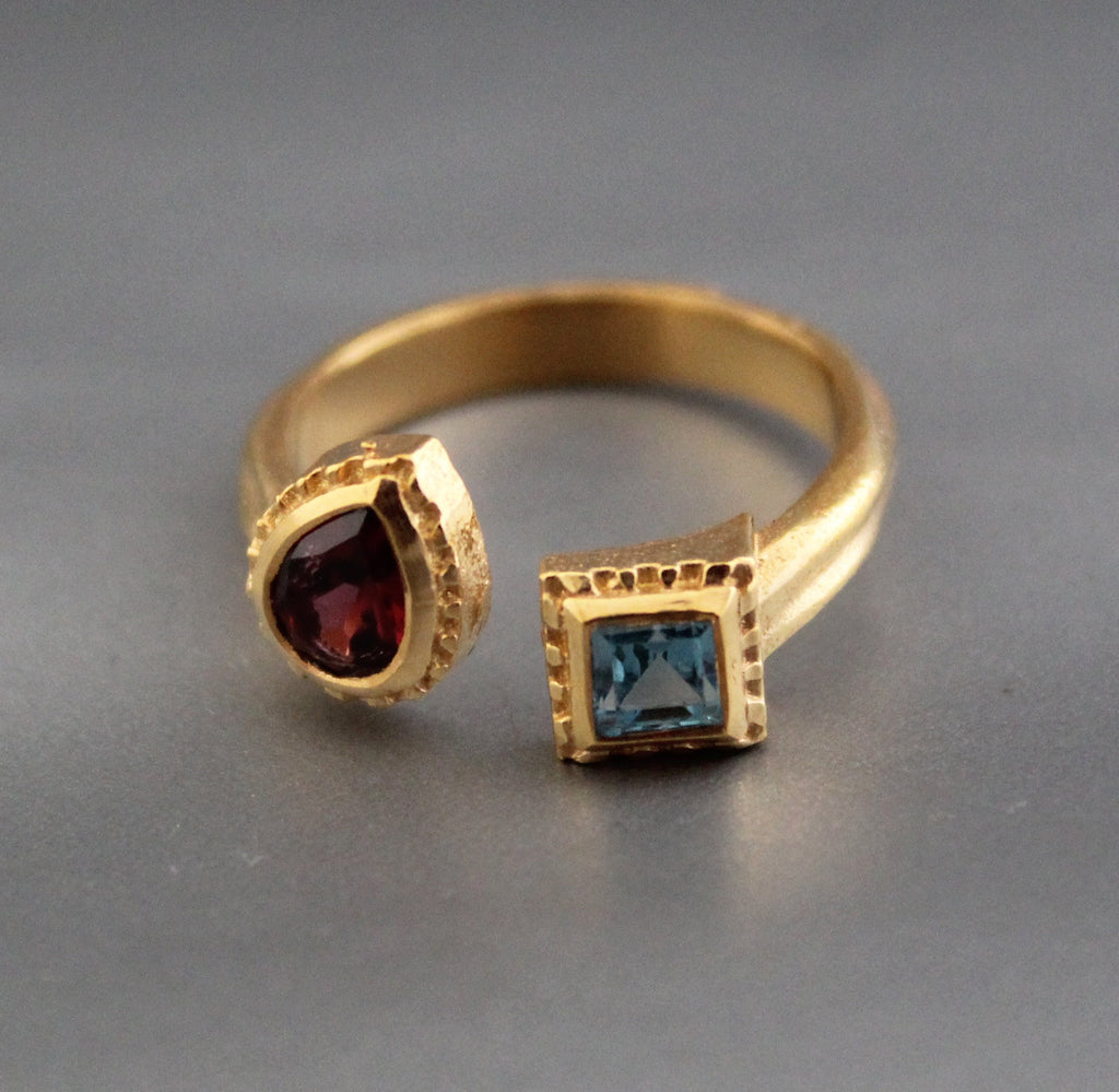 multi stone ring, Custom 2 Birthstone Ring, Personalized Family Ring for Mom, Best Friends Gift, Dainty Gold Birthstone Jewelry